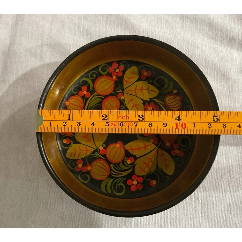 Vintage Russian Khokhloma Lacquer Wooden 8.5